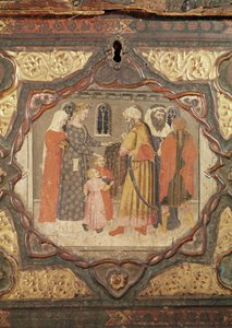 乔瓦尼·薄伽丘 (Giovanni Boccaccio) 描绘的萨拉丁和伊斯特拉的托雷洛 (Torello of Istria) 故事的卡索内细节（面板上的蛋彩画）（另请参阅 444280-81） 作者 意大利学校