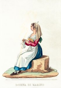 Donna Di Marino (coloured engraving) 作者 意大利学校