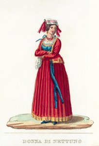 海王星的女人（彩色雕刻） 作者 Italian School