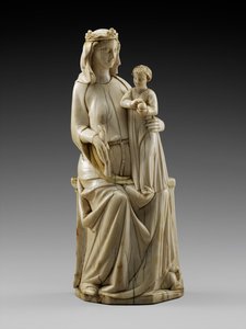 登基的麦当娜和孩子，约1350年至1375年（带有多色痕迹的象牙） 作者 意大利学校