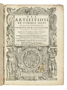 Aleotti的《 Hero&39;s Pneumatics》第一版翻译 作者 意大利学校