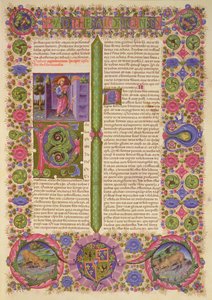 Fol.206r 圣保罗致帖撒罗尼迦人的信，摘自《博尔索-德-埃斯特圣经》第 2 卷（牛皮纸） 作者 意大利学校