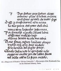 但丁的片段（1265-1321）&39;Divina Commedia&39;，来自&39;中世纪和文艺复兴时期的科学与文学&39;的插图，由Paul Lacroix编写和雕刻，1878年 作者 意大利学校