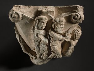 圣母玛利亚的场景中的首都片段，莫诺波利大教堂的讲习班，1100年代初期 作者 意大利学校
