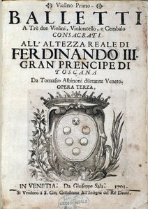 Balletti a tre的乐谱主题，歌剧III由Tomaso Albinoni（1671-1750） 作者 意大利学校