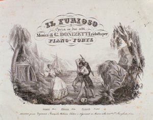 盖塔诺·多尼采蒂 (Gaetano Donizetti) 的“Il Furioso all”Isola di San Domingo 乐谱的前奏（石版画） 作者 意大利学校