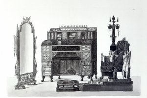 Gaetano Landi建筑装饰的希腊风格家具，由G.DArgenzio雕刻，1810年 作者 意大利学校
