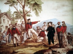 加里波第 (1807-1882) 在阿斯普罗蒙特受伤。 作者 意大利学校