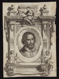 Giovanni Antonio de Sacchis，也被称为Il Pordenone和Giovanni Antonio Licinio。由Giorgio Vasari雕刻 作者 意大利学校