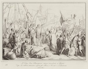 Il Doge Orso Partecipazio ritorna trionfante a Rialto dopo la vittoria ottenuta sopra gli Slavi  (engraving) 作者 意大利学校