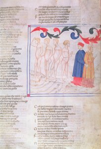 Inferno XXIX f.21r Geri del Bello in the Falsifiers，来自Dante Alighieri的神曲（1265-1321） 作者 意大利学校