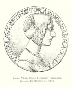 Jeanne Albizzi，Laurent Tornabuoni 的妻子，Cabinet des Medailles de Paris（雕刻） 作者 意大利学校