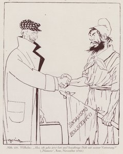 德皇威廉二世将权力移交给布尔什维克社会主义（石版画） 作者 意大利学校