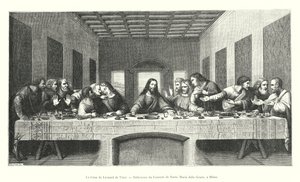 La Cene de Leonard de Vinci，Refectoire du Couvent de Santa Maria delle Grazie，在米兰（雕刻） 作者 意大利学校