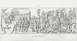 特拉贾纳柱（La Colonna Trajana），特拉贾纳柱（雕版印刷）。 作者 意大利学校
