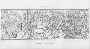 特拉贾纳柱（La Colonna Trajana），特拉贾纳柱（雕版印刷）。 作者 意大利学校