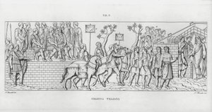 特拉贾纳柱（La Colonna Trajana），特拉贾纳柱（雕版印刷）。 作者 意大利学校