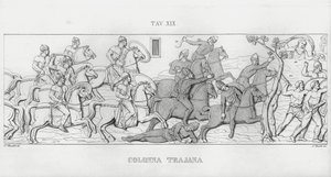 特拉贾纳柱（La Colonna Trajana），特拉贾纳柱（雕版印刷）。 作者 意大利学校