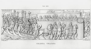 特拉贾纳柱（La Colonna Trajana），特拉贾纳柱（雕版印刷）。 作者 意大利学校