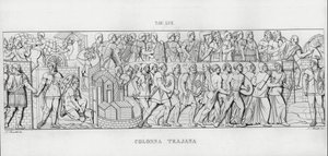 特拉贾纳柱（La Colonna Trajana），特拉贾纳柱（雕版印刷）。 作者 意大利学校