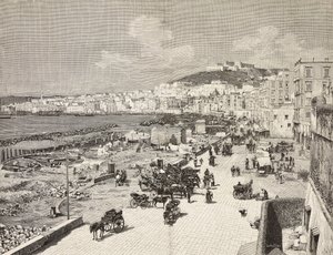 意大利那不勒斯的La Marinella，萨巴蒂尼根据A Della Valle的图画雕刻而成，出自《意大利插图》，第7期，2月17日 作者 意大利学校