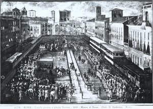 在纳沃纳广场的大型比赛，c.1610 作者 意大利学校
