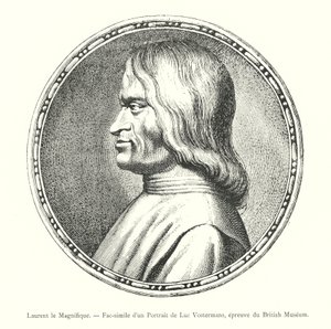 Laurent the Magnificent，Luc Vostermans 肖像的复制品，大英博物馆印刷品（雕刻） 作者 意大利学校