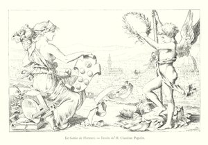 Le Genie de Florence, Dessin de M Claudius Popelin (engraving) 作者 意大利学校