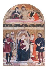 圣母子与圣人克劳狄乌斯、卡斯特里乌斯、马丁和杰罗姆一起登基 作者 意大利学校