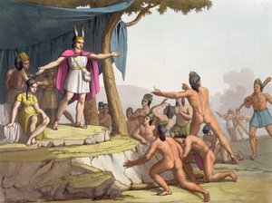 Manco Capac和Queen Mama Ocllo聚集野人，1820年 作者 意大利学校