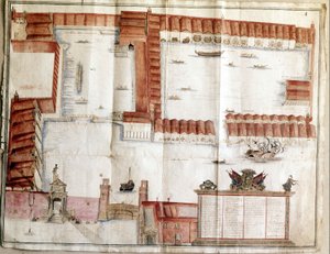 1580 年威尼斯兵工厂的地图。 作者 意大利学校
