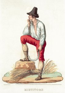 Mietitore (coloured engraving) 作者 意大利学校