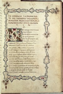 Ms.392 fol.149 爱的胜利，选自彼特拉克（1304-73 年）的《Sonetti, Canzoni e Triomphi》 1470 年（牛皮纸） 作者 意大利学校
