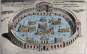 Naumachia，罗马圆形剧场的海战。 作者 意大利学校