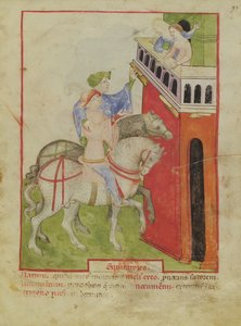 Nouy ACQ纬度1673 f.93骑马，从Tacuinum健康，c.1390-1400 作者 意大利学校