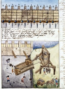 解释大坝建设的笔记本页面。 17 世纪。Archivio di stato de Milan 作者 意大利学校