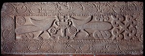 Parapet of stone covered with low reliefs representing peacocks, From the sarcophagus of Teodote, 8th century, 作者 意大利学校