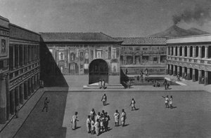 庞贝城：斯塔比亚浴场的内部（石版画） 作者 意大利学校