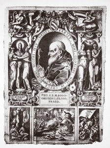 教皇庇护五世，与Lepanto战役的小插曲，来自Vita del Gloriosissimo Papa Pio Quinto，酒吧。 1586 作者 意大利学校