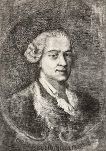 意大利剧作家 Carlo Goldoni（1707-1793）的肖像，由 Marco Pitteri 雕刻，来自 Giambattista Piazzetta 的绘画和 E Ximenes 的绘画，雕刻来自 L