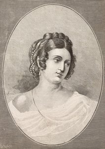 意大利诗人Costanza Monti (1792-1840)的肖像，Centenari的雕刻，出自《意大利画报》，第34期，1884年前。 作者 意大利学校