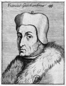 Francesco Guicciardini的肖像（1483-1540）（雕刻）（bw照片） 作者 意大利学校