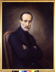 朱塞佩·马志尼 (Giuseppe Mazzini) 的肖像（1805 年或 1808 年 - 1872 年）。 19世纪绘画。 Risorgimento 博物馆。 米兰 作者 意大利学校