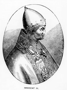教皇Innocent IV（d.1254）的插图来自中世纪和文艺复兴时期的科学和文学，由Paul Lacroix编写和雕刻，1878年 作者 意大利学校