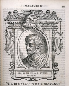 来自Vasaris Lives of the Artists的Tomaso Masaccio（1401-28）的肖像，首次出版于1550年 作者 意大利学校
