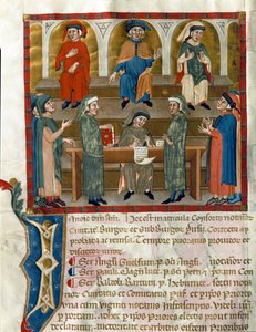 公证研究办公室的代表 页面取自 Matricola del Consorzio dei Notai di Perugia (ms. 972)（公证人名册）1343-1354 Perugia, Biblioteca Comunale Augusta 作者 意大利学校