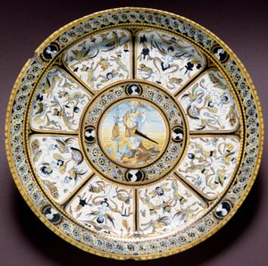 代表罗马英雄 Scaevola (Muzio Scevola) 意大利乌尔比诺生产的陶瓷板。 约 1590 佛罗伦萨，巴杰罗国家博物馆 作者 意大利学校