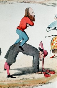 Risorgimento：讽刺画描绘了 Risorgimento Giuseppe Garibalidi (1807-1882) 的英雄们调节罗马问题、关于罗马角色的政治争议、教皇的世俗权力所在地和新王国的首都 作者 意大利学校