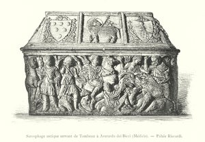 古代石棺在 Averardo dei Bicci、Medicis、Riccardi 宫中用作坟墓（雕刻） 作者 意大利学校