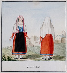 博萨的撒丁岛服饰，印刷 ms.258，Luzzetti 系列 作者 意大利学校